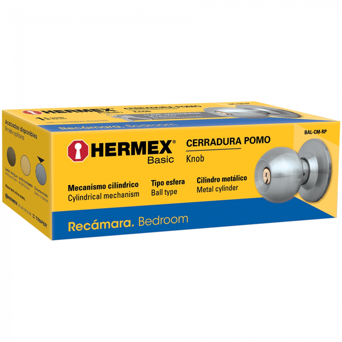 Cerradura Para Puerta De Recamara Hermex Balt-La-Rp Color Cobre