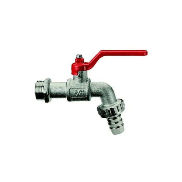 73623203  LLAVE DE JARDIN ESFERA CROMO C/MANIJA ROJA ROSCA