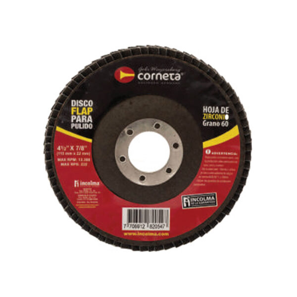 DISCO CORNETA FLAP PARA PULIR DE 4 1/2" x 7/8"