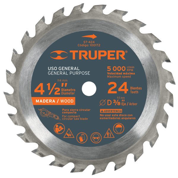 DISCO PARA SIERRA CIRCULAR COMPACTA 4-1/2" MADERA TRUPER