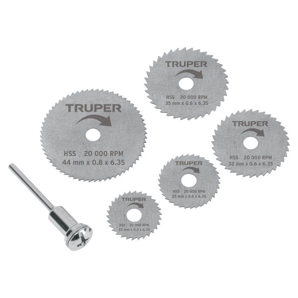 JUEGO DE MINI DISCOS SIERRAS DE ACERO 5 PIEZAS TRUPER MOTO5D