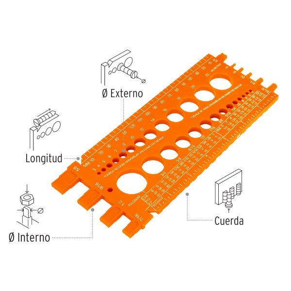 REGLETA CALIBRADORA TORNILLO Y TUERCAS TRUPER - Imagen 2