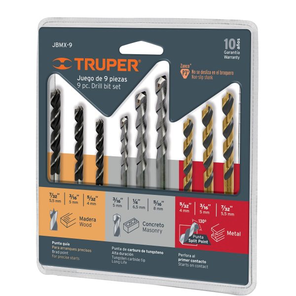 JUEGO MIXTO DE 9 BROCAS TRUPER