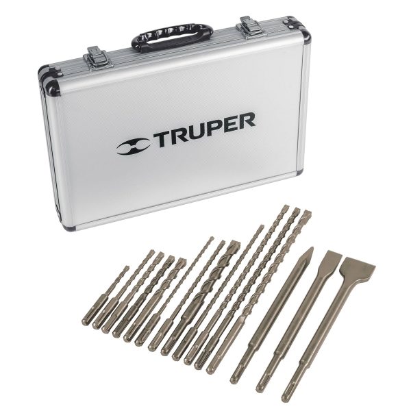 JUEGO DE 12 BROCAS Y 3 CINCELES SDS EN ESTUCHE TRUPER JSDS-12