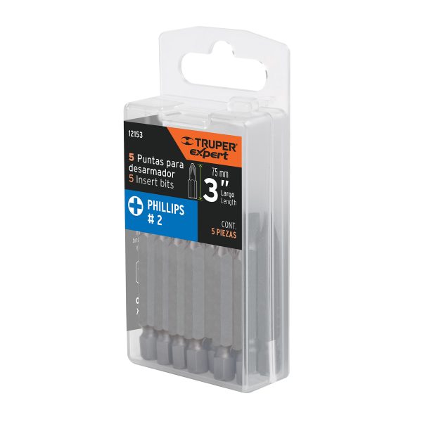 JUEGO DE 5 PUNTAS PHILLIPS-ESTRELLA  3" PH2 TRUPER  PUDE-1302