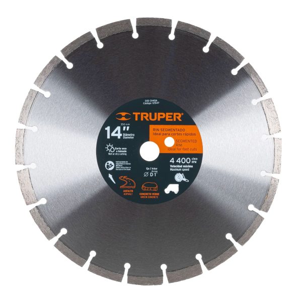 DISCO PARA ASFALTO DIAMANTADO SEGMENTADO 14" TRUPER DID-3140A