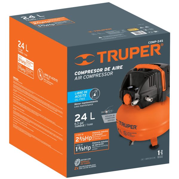 COMPRESOR 24 LTS 2 2/3HP LIBRE DE ACEITE TRUPER COMP-24S - Imagen 3