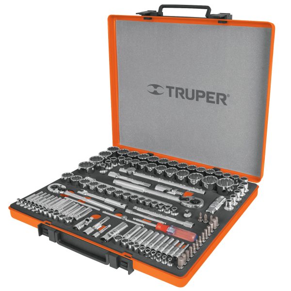 JUEGO DE 135 PZ. CUADRO 1/4", 3/8", 1/2" TRUPER