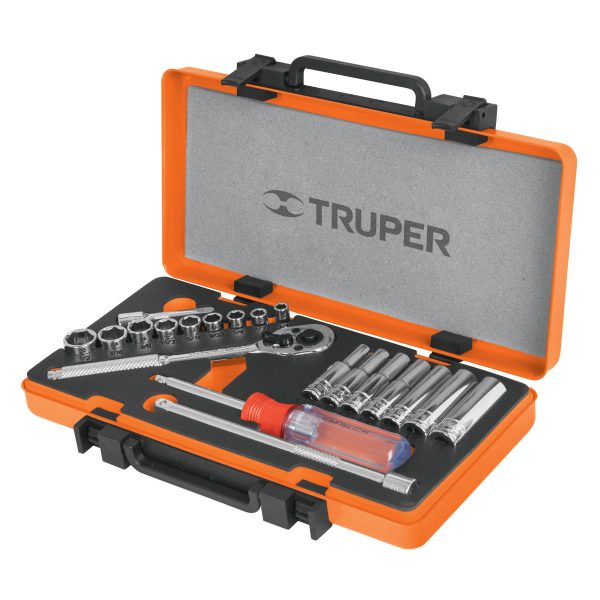 JGO COPAS mm.TRUPER CUADRO 1/4" 21 pzs  JD-1/4X21M