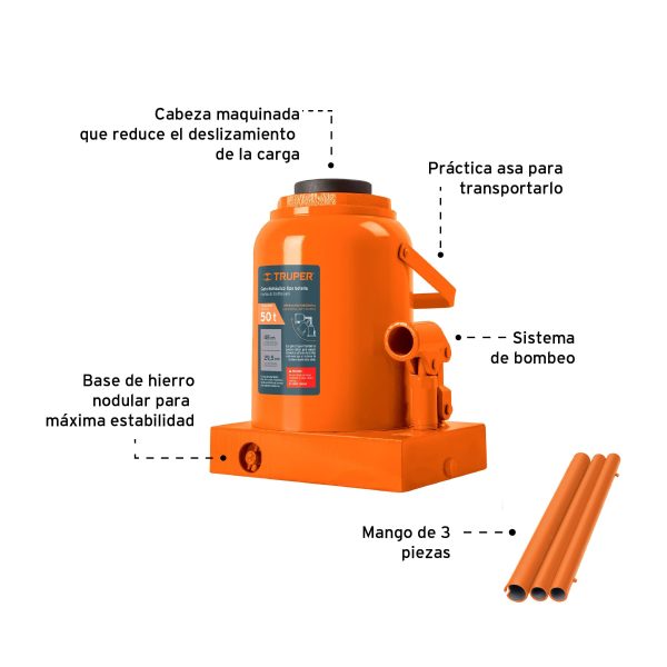 GATO HIDRAU. TRUPER DE 50 TON TIPO BOTELLA GAT-50 - Imagen 2