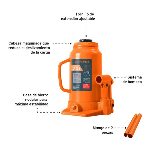 GATO HIDRAULICO TRUPER DE 21 TON TIPO BOTELLA  GAT-21 - Imagen 2