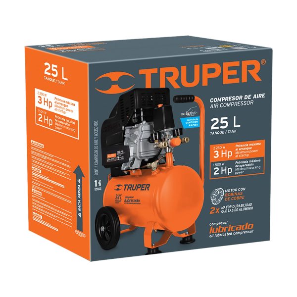 COMPRESOR INDUSTRIAL 25 LTS 3.5 HP TRUPER COMP-25LT - Imagen 3