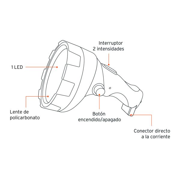 LINTERNA RECARGABLE 2 POSICIONES 1 LED ALTA POTECIA TRUPER - Imagen 2