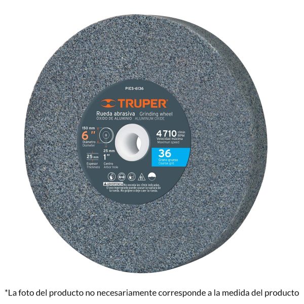 RUEDA ABRASIVA P/ESMERIL OXIDO DE ALUMINIO 6X3/4" G.60 TRUPER
