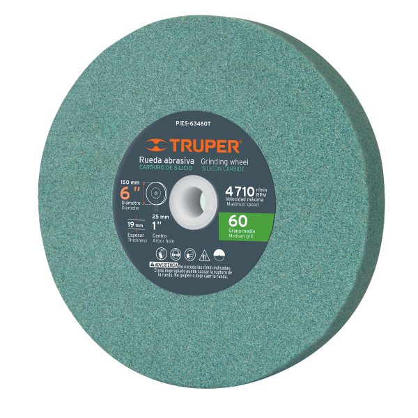 RUEDA ABRASIVA P/ESMERIL CARBURO DE SILICIO 6X3/4" G.60 TRUPER