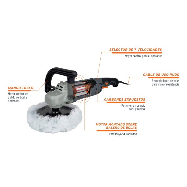 POLICHADORA INDUSTRIAL 7" 1200W TRUPER PULA-7N - Imagen 2