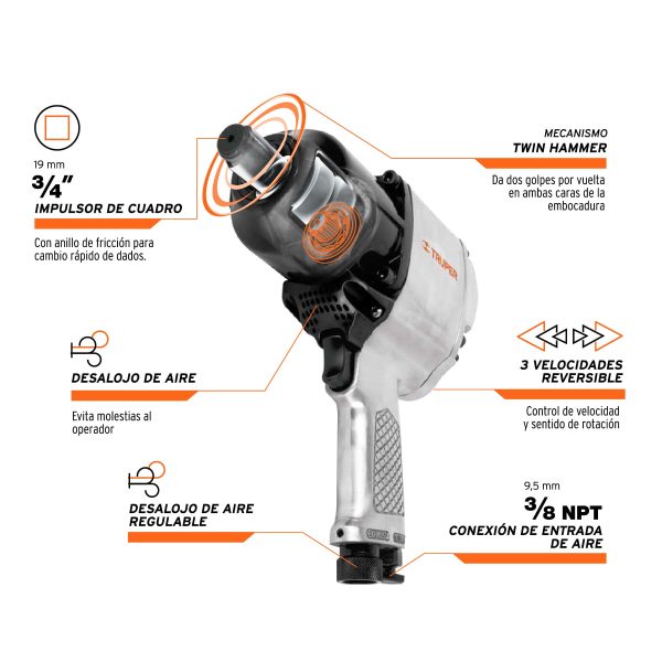 LLAVE DE IMPACTO NEUMÁTICA 3/4" - Imagen 2