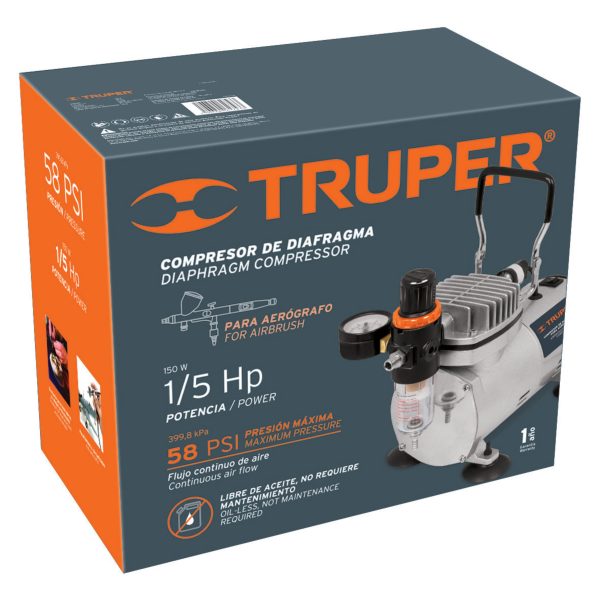 COMPRESOR PARA AEROGRAFO 110 V 60 HZ TRUPER - Imagen 2