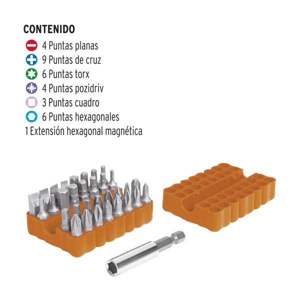 JUEGO DE 33 PUNTAS LARGO 1" TRUPER CON ESTUCHE - Imagen 2
