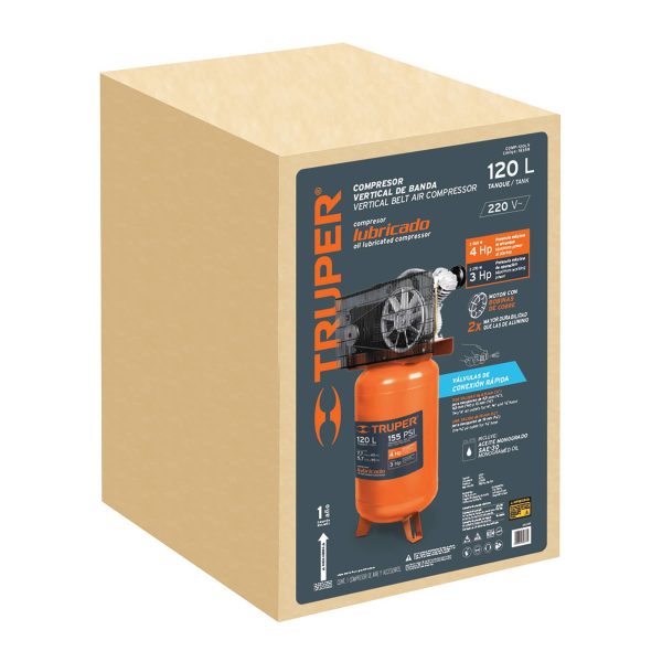 COMPRESOR 3HP 120 LTS VERTICAL TRUPER - Imagen 2