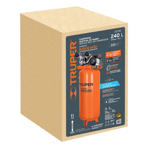COMPRESOR 240 LTS 3HP VERTICAL TRUPER - Imagen 2