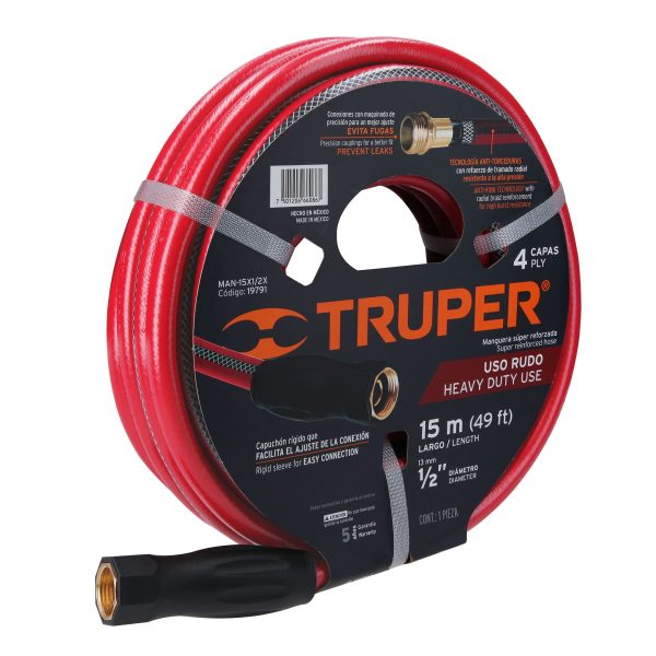 MANGUERA REFORZADA 4 CAPAS 1/2" TRUPER