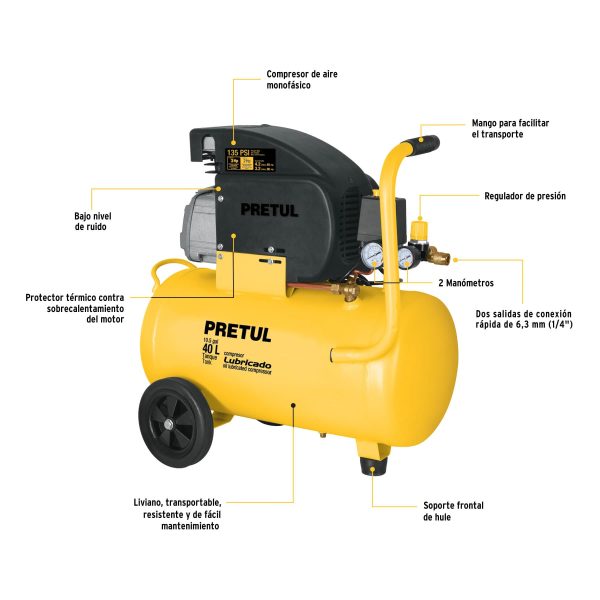 COMPRESOR 40 LTS 3 HP PRETUL COMP-40LP - Imagen 2