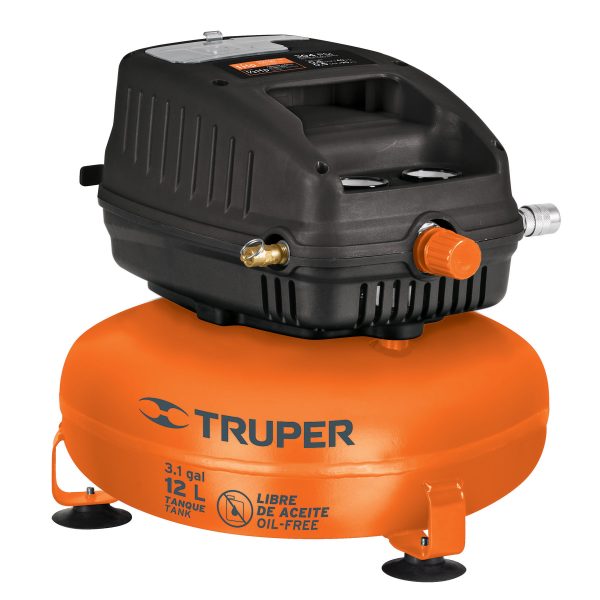 COMPRESOR DE AIRE LIBRE DE ACEITE 12 LITROS 1 HP TRUPER COMP-12S