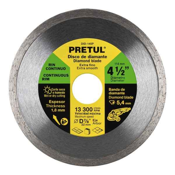 DISCO DIAMANTE CONTINUO 4 1/2" PRETUL DID-145P