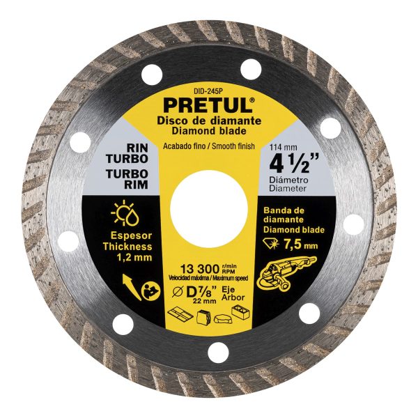 DISCO DIAMANTE TURBO 4 1/2" PRETUL DID-245P