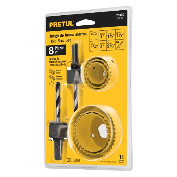 JUEGO DE BROCASIERRAS 8 PZAS PRETUL KIT-8P