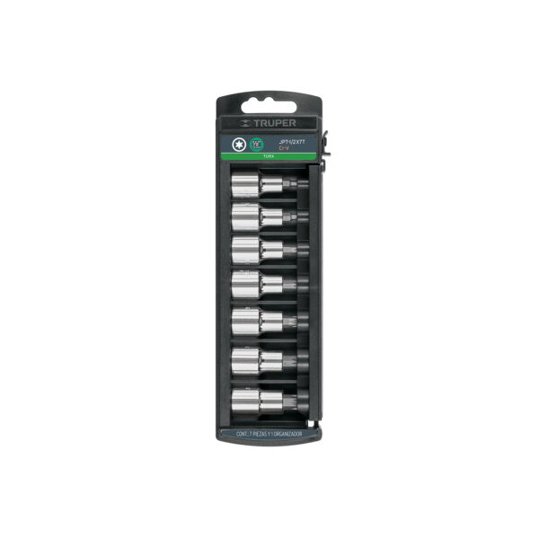 JUEGO DE 7 COPAS PUNTA TORX CUADRO 1/2" TRUPER JPT-1/2X7T