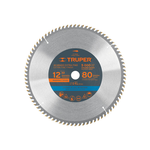 DISCO SIERRA PARA MADERA 12" EJE 1" 80 DIENTES TRUPER ST-1080E