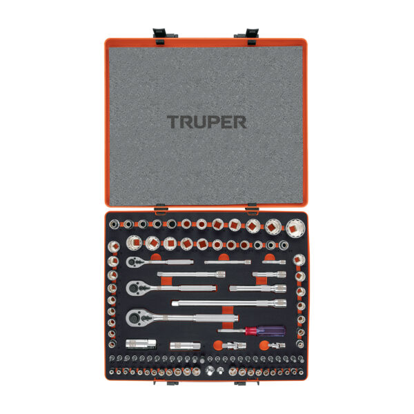 JUEGO DE COPAS 1/4" - 3/8" - 1/2" 103 PIEZAS MIXTO MM Y STD TRUPER JD-103MP