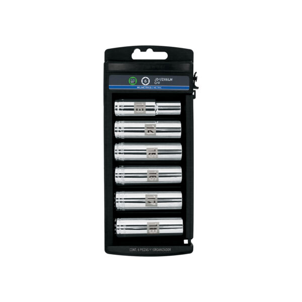 JUEGO DE 6 COPAS LARGAS DE 1/2" MM TRUPER JD-1/2X6LM