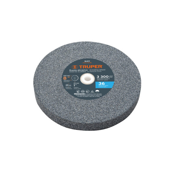 RUEDA ABRASIVA P/ESMERIL OXIDO DE ALUMINIO 8" X 1" G 36 TRUPER
