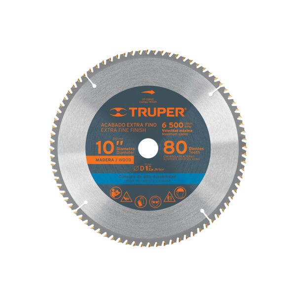 DISCO SIERRA PARA MADERA 10" EJE 1" 80 DIENTES TRUPER ST-1080E