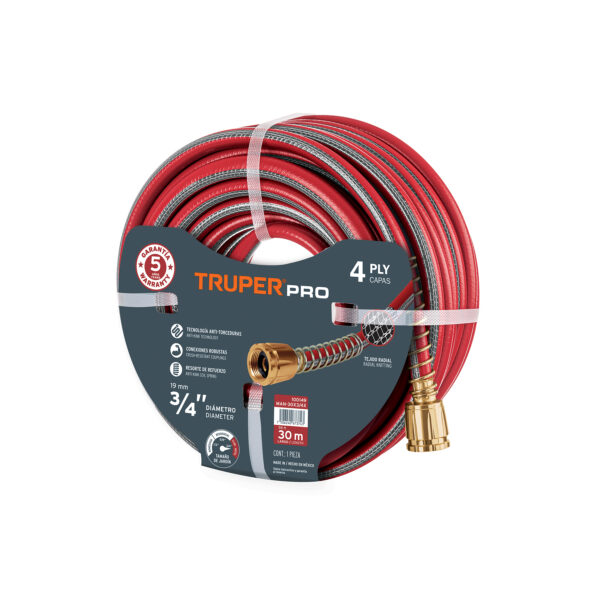 MANGUERA REFORZADA 4 CAPAS 1/2" 25 MTS TRUPER