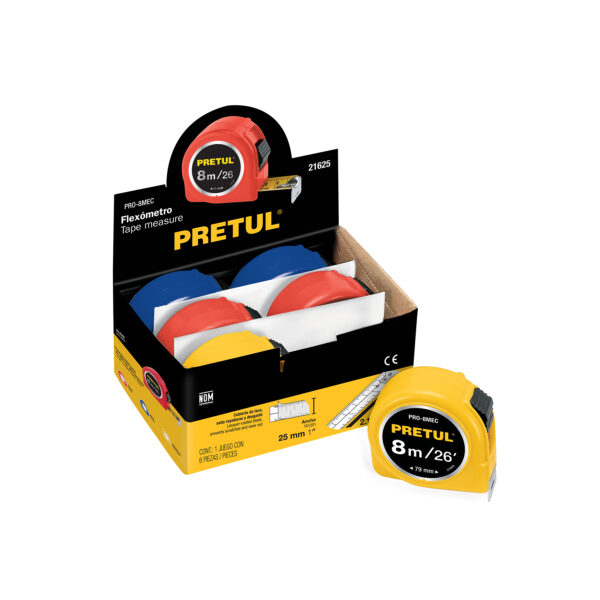 FLEXOMETRO 8 MTS PRETUL EN DISPLAY BOX PRO-8MEC